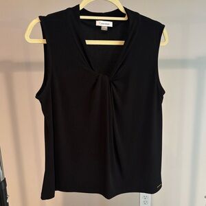Calvin Klein Black Sleeveless Blouse Twist Neck Top Women’s L